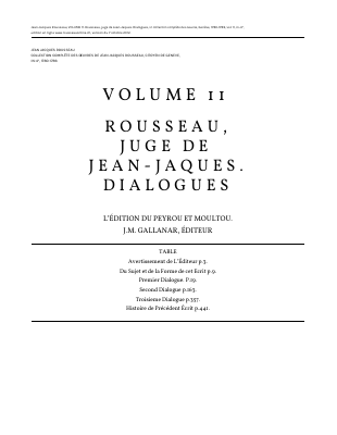 Couverture de Rousseau - Oeuvres 11 - Rousseau juge de Jean-Jacques (rousseauonline)